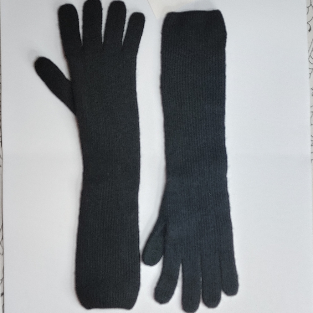 LOFT Ribbed Tech Long Gloves Black - Picture 3 of 6